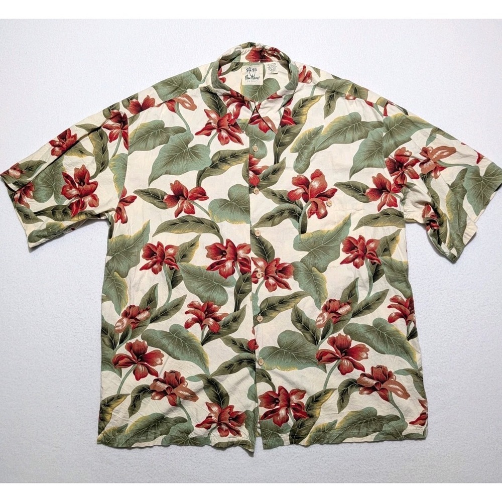 Pau Hana Men's Hawaiian‎ Shirt 2XL Floral Print Cotton Regular Collar Aloha